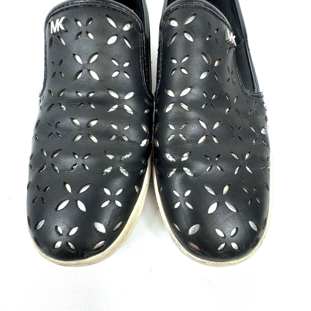 MICHAEL Michael Kors KEATON Leather Lasered Pull On Skate Sneakers black sz 6.5 - Picture 16 of 16